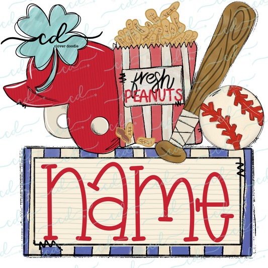 {Baseball Game Day Collage- Red Helmet w/Peanuts}  CD