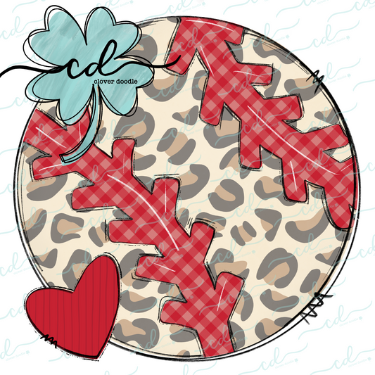 {Baseball Leopard Print w/Heart + Red Gingham Laces}  CD