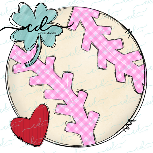 {Baseball w/Heart + Pink Gingham Laces}  CD