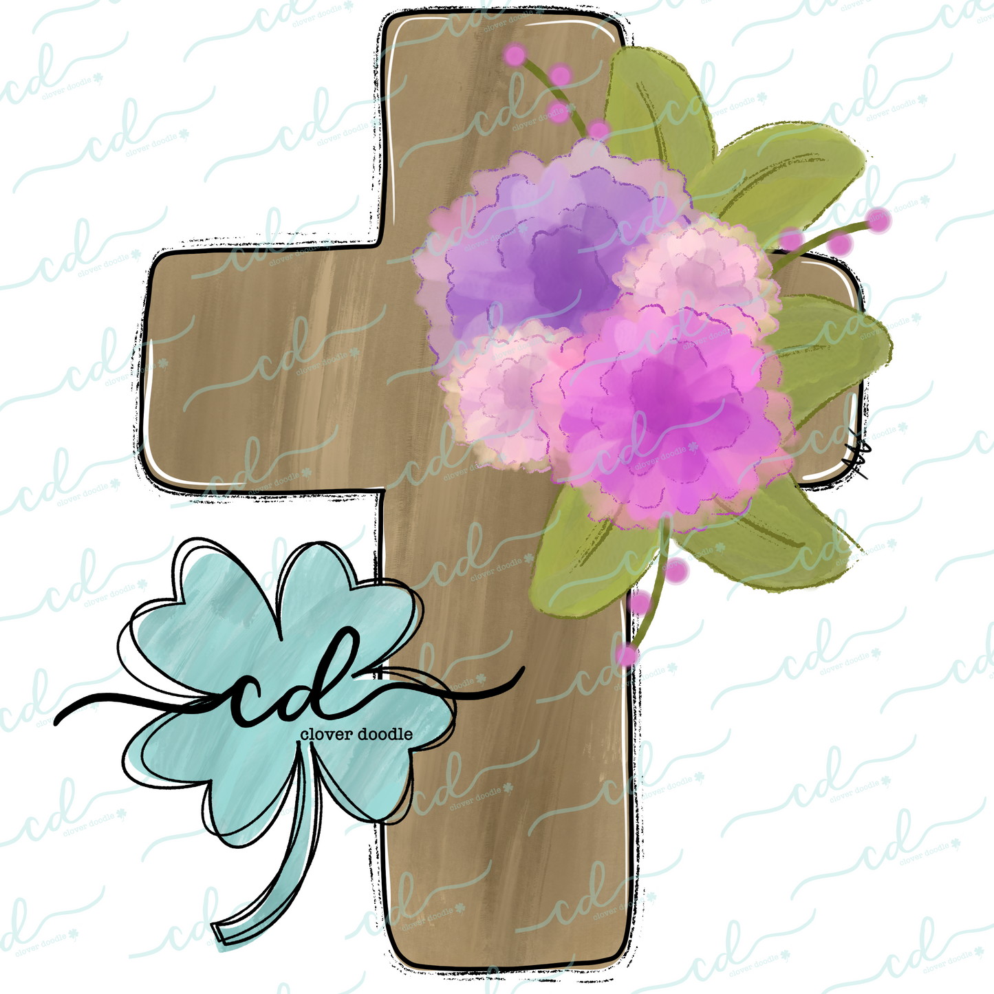 {Cross w/Watercolor Flowers}  CD