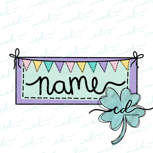 {Spring Nameplate w/Pennant Bunting}   CD