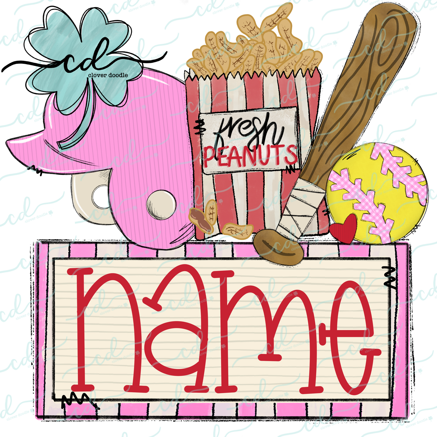 {Softball Game Day Collage- Pink Helmet w/Peanuts}  CD