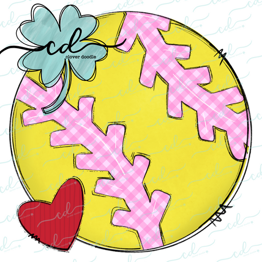 {Softball w/Heart + Pink Gingham Laces}  CD