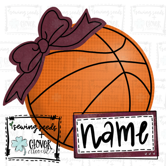 {Basketball- Maroon + White w/Bow}  SS+CD