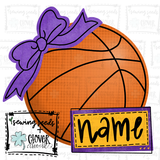 {Basketball- Purple + Gold w/Bow}  SS+CD
