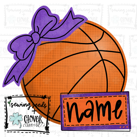 {Basketball- Purple + Orange w/Bow}  SS+CD