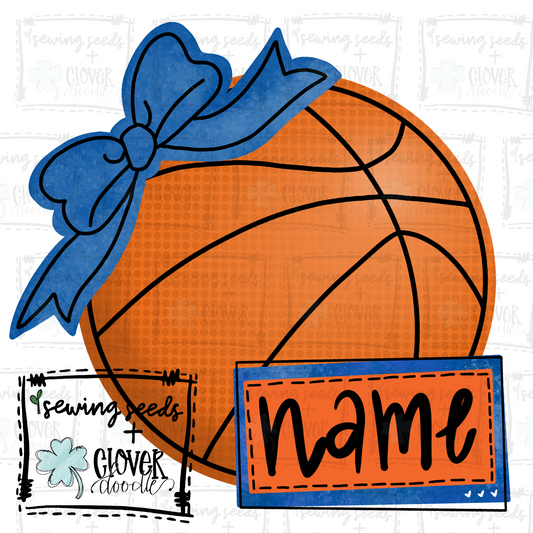 {Basketball- Royal + Orange w/Bow}  SS+CD