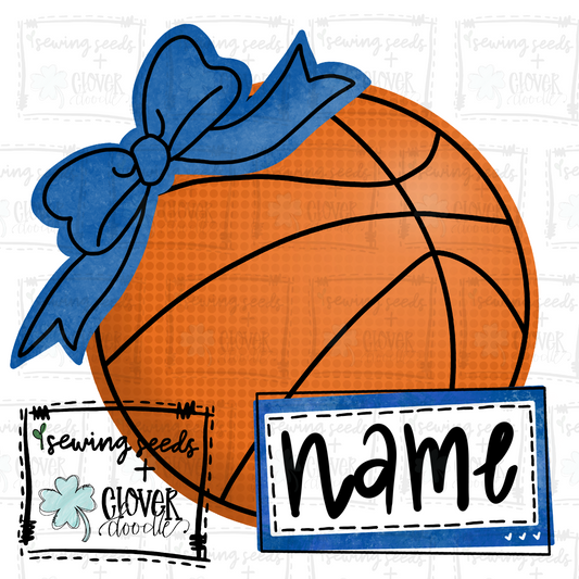 {Basketball- Royal + White w/Bow}  SS+CD