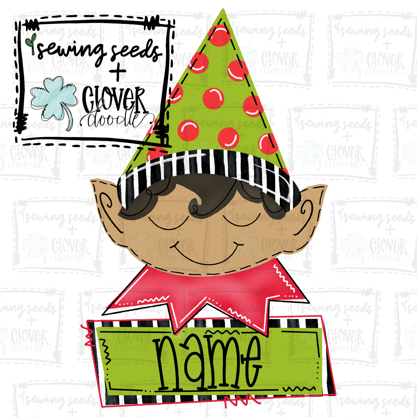 {Christmas Elf Boy w/ Nameplate Tan} SS+CD