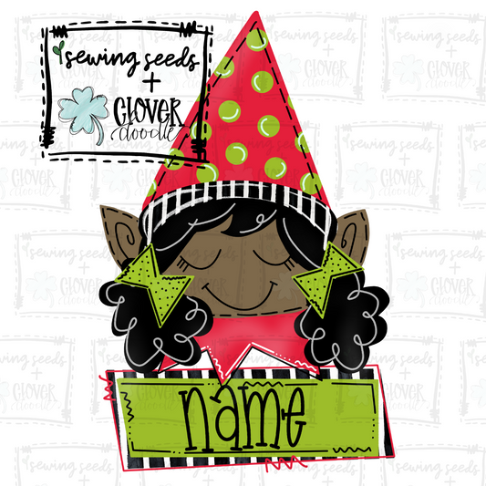 {Christmas Elf Girl w/ Nameplate Brown} SS+CD