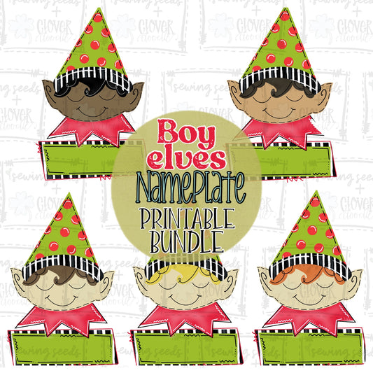 {Christmas Elves Boys w/ Nameplate Bundle} SS+CD