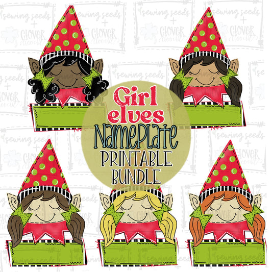 {Christmas Elf Girl w/ Nameplate Bundle} SS+CD