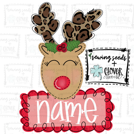 {Christmas Reindeer Girl w/ Nameplate} SS+CD