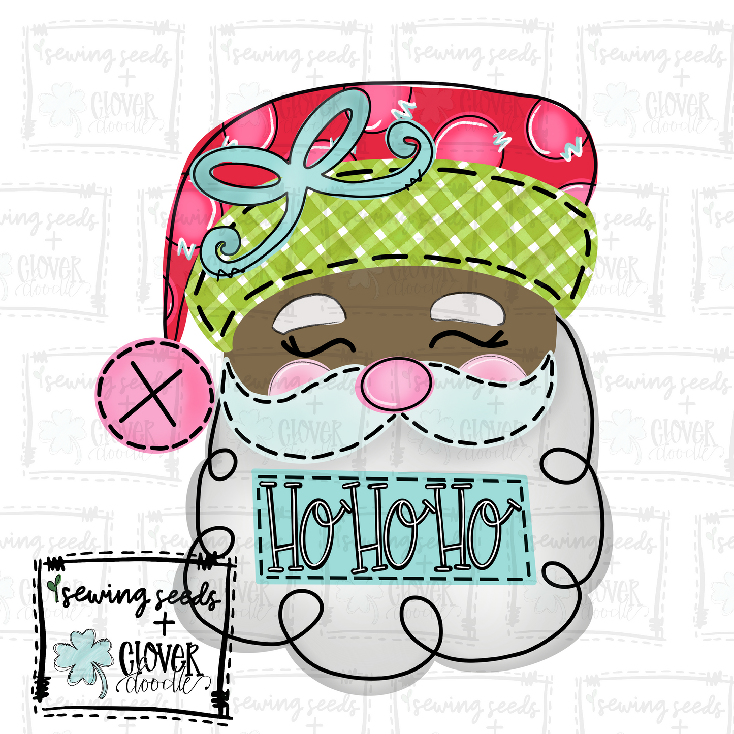 {Christmas Santa Bow HoHoHo Brown} SS+CD