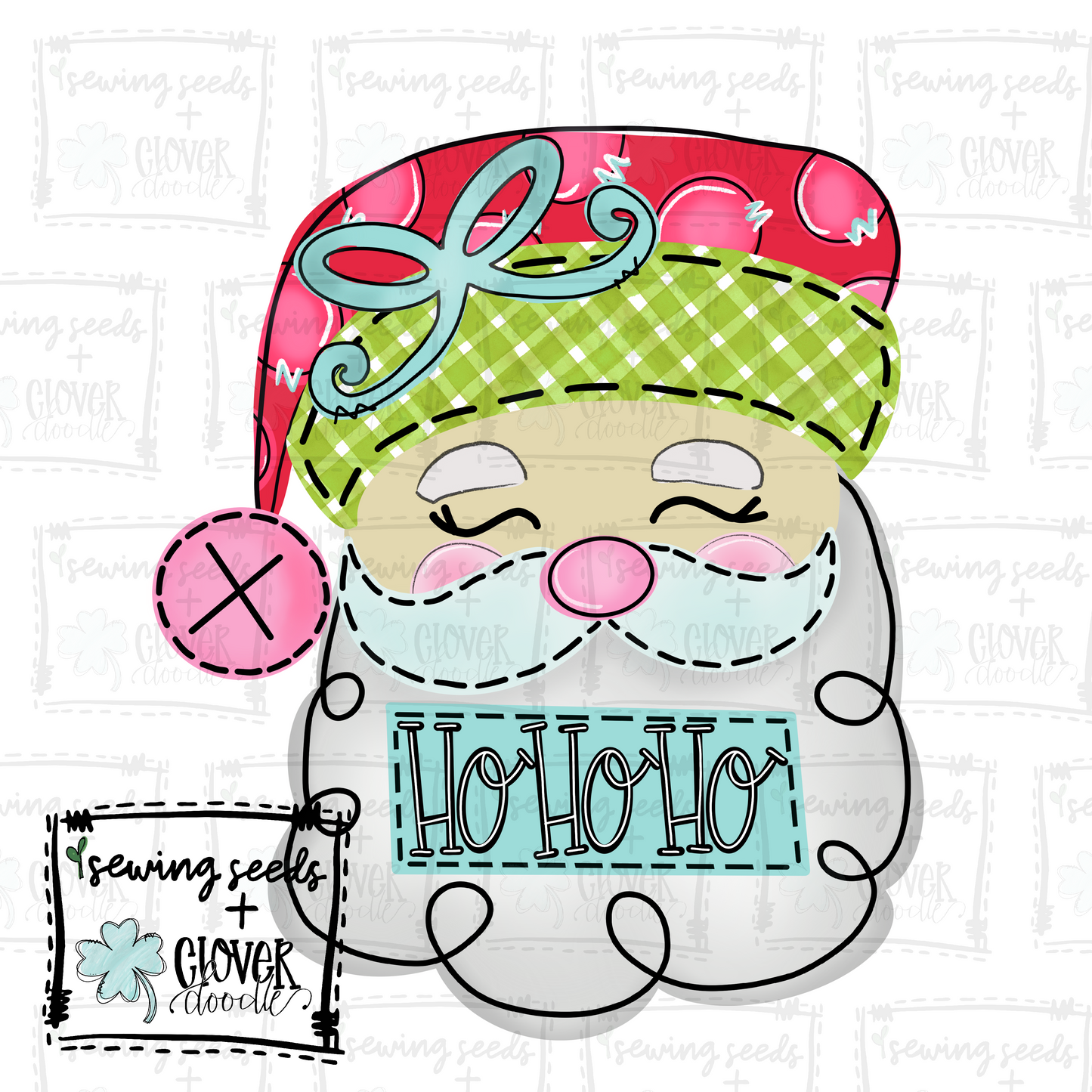 {Christmas Santa Bow HoHoHo White} SS+CD