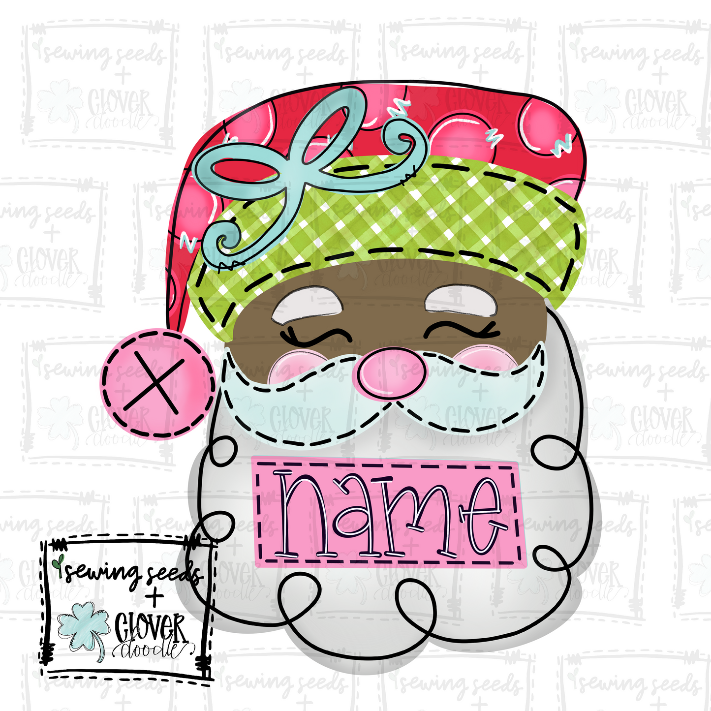 {Christmas Santa Bow Brown w/ Nameplate} SS+CD