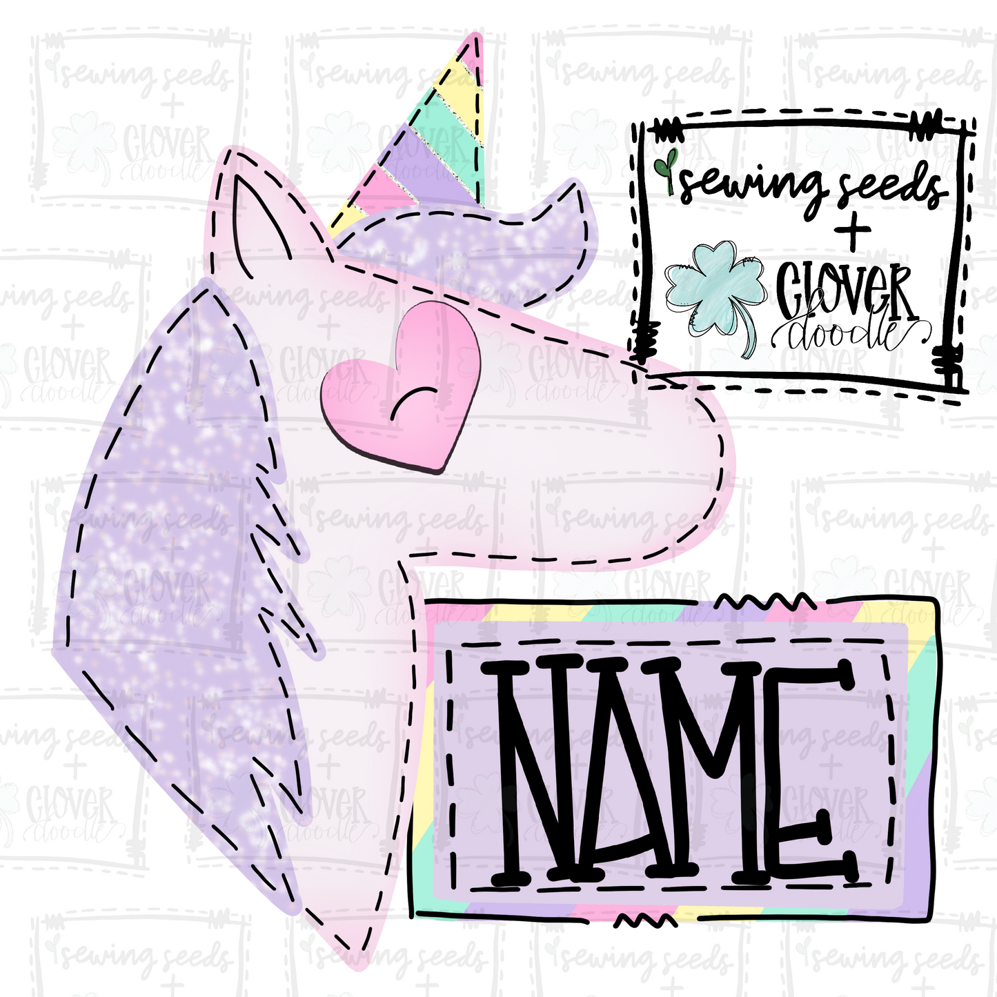 {Pastel Rainbow Unicorn w/Nameplate}  SS+CD