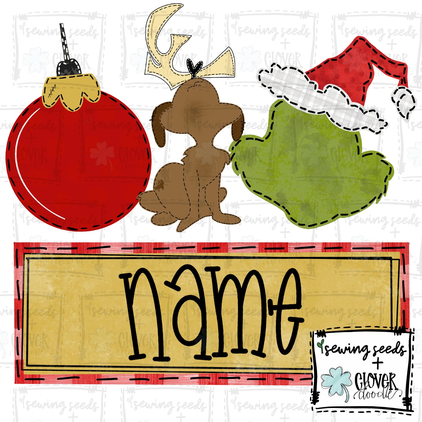 {EXCLUSIVE Grinch-Inspired Boy's Trio w/Nameplate}  SS+CD