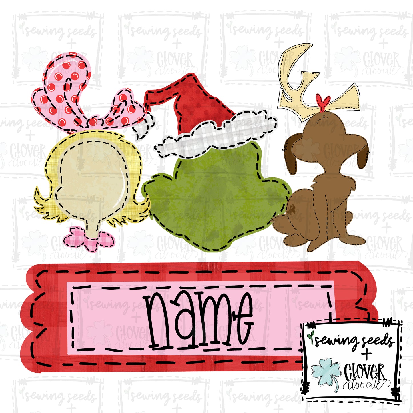 {EXCLUSIVE Grinch-Inspired Girl's Trio w/Nameplate}  SS+CD