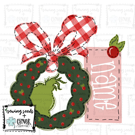 {EXCLUSIVE Grinch-Inspired Wreath w/Nameplate}  SS+CD