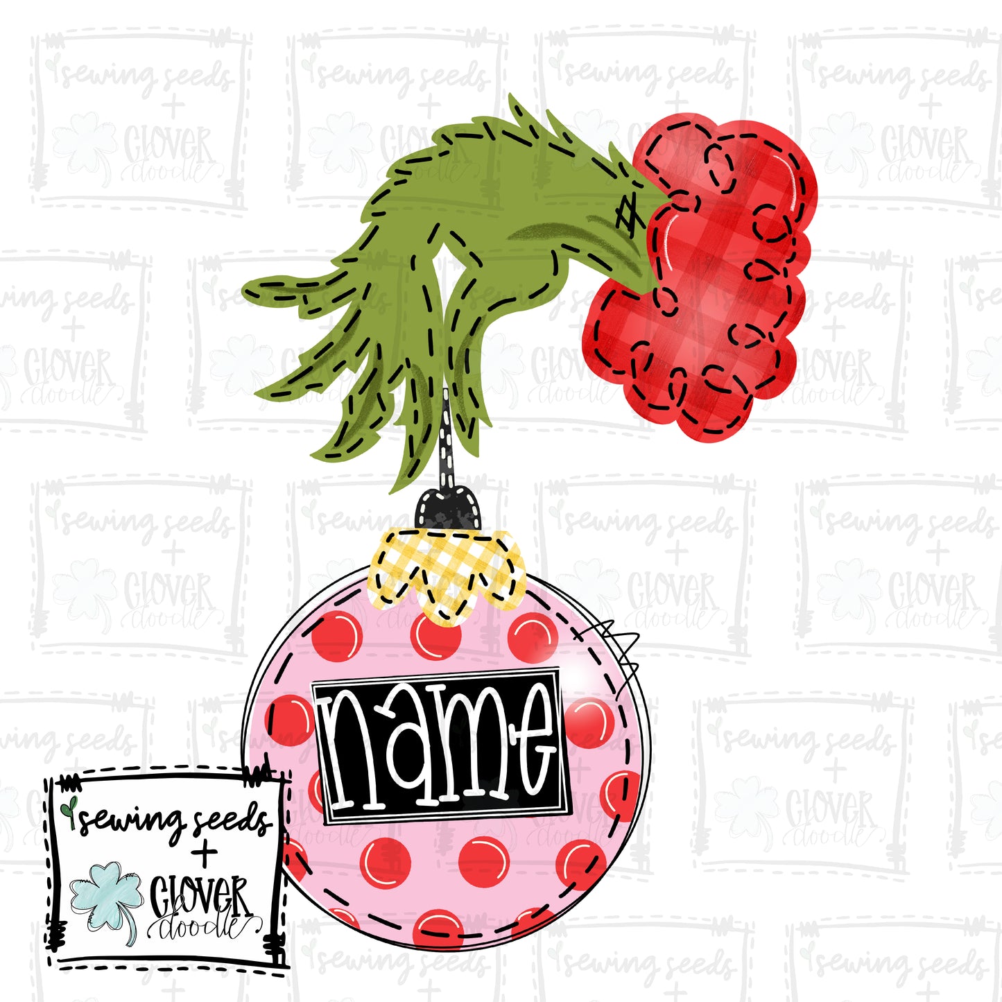 {EXCLUSIVE Grinch-Inspired Hand w/Pink Ornament}  SS+CD