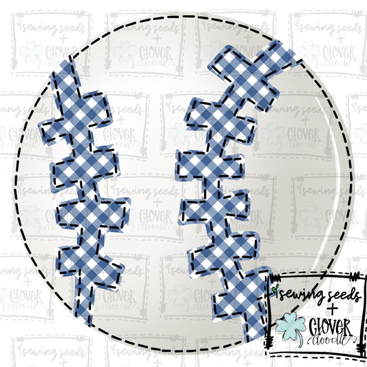 {Baseball- Blue Gingham Laces}  SS+CD