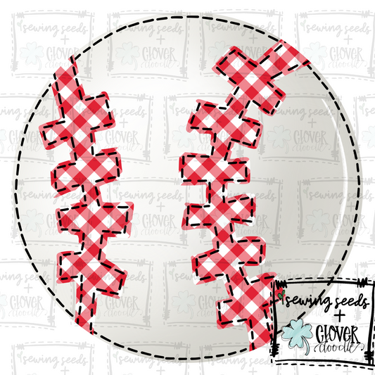 {Baseball- Red Gingham Laces}  SS+CD