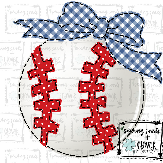 {Baseball w/Bow- Red + Blue}  SS+CD