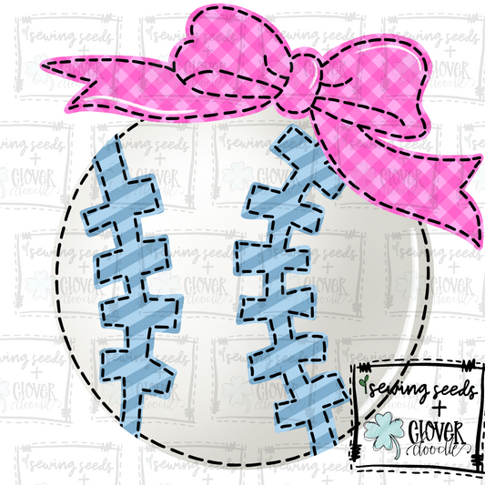 {Baseball w/Bow- Pink + Blue}  SS+CD