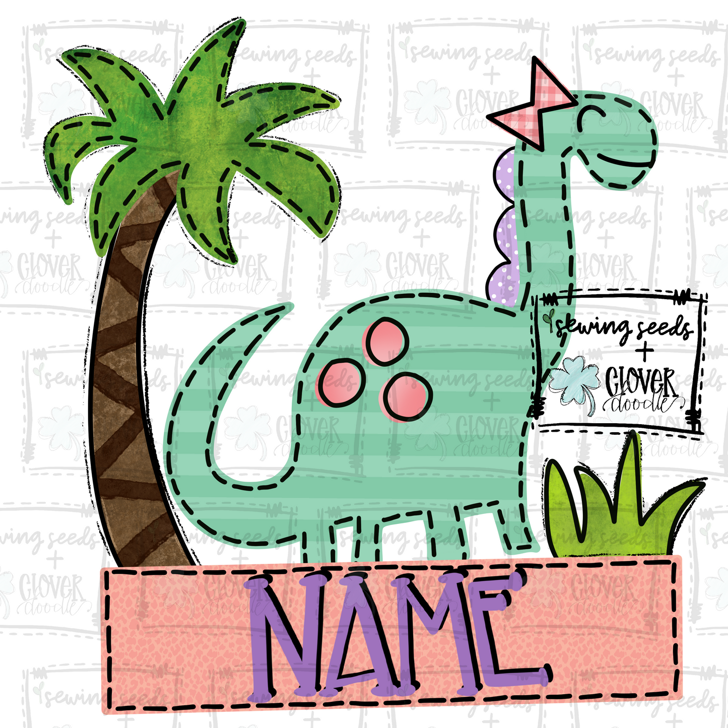 {Dino W/Palm Tree + Nameplate- Girl} SS+CD