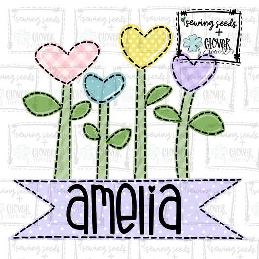 {Heart Flowers w/Nameplate}  SS+CD