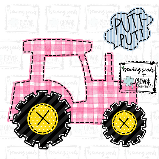 {Pink Tractor W/Text Bubble} SS+CD